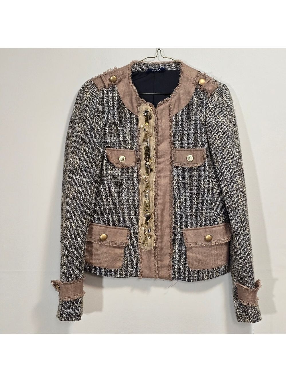 Liu Jo Jeans Chic Tweed Jacket with Gold Accents